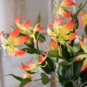 31.5&quot;(Overall length) 5 Heads Gloriosa Lily Artificial Faux Flower Home Decor Flower in 3 Colors