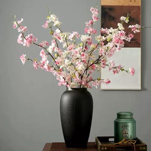 Silk Cherry Blossom Artificial Faux Flower Home Decor Flower in 3 Colors , 2 Sizes , For Bouquet , wedding，Party image 9