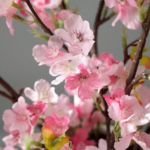 Silk Cherry Blossom Artificial Faux Flower Home Decor Flower in 3 Colors , 2 Sizes , For Bouquet , wedding，Party image 5