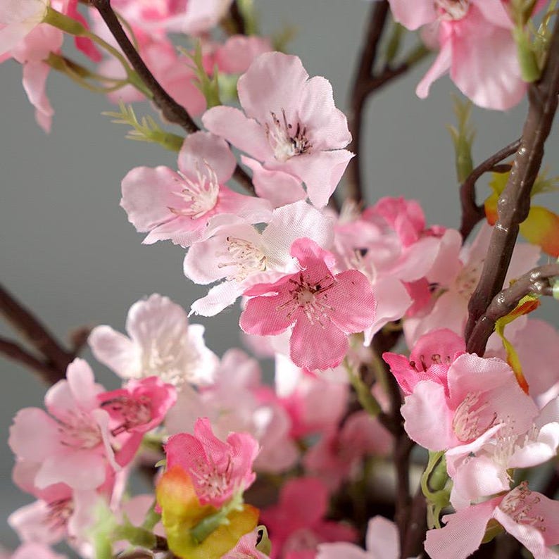 Silk Cherry Blossom Artificial Faux Flower Home Decor Flower in 3 Colors , 2 Sizes , For Bouquet , wedding，Party image 5
