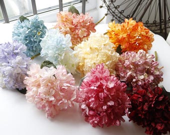 13.8" Silk Hydrangea with Curled Petals Artificial Faux Flower Home Decor Flower in 9 Colors For Bouquet, Wedding ,Party