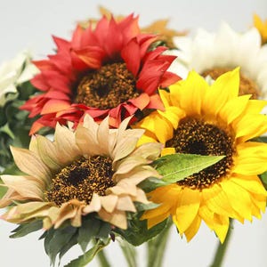 Girassol artificial de 27,6" com toque real, flor artificial para decoração de casa em 4 cores para buquê, casamento e festa