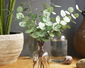 Real Touch Eucalyptus Branch  Artificial Faux Plant, Home Decor Plants for Bouquet , 2 Colors，2 sizes