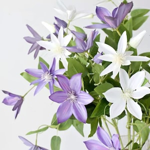 26.8&quot; Silk Clematis Artificial Faux Flower Home Decor Flower in 5 Colors For Bouquet