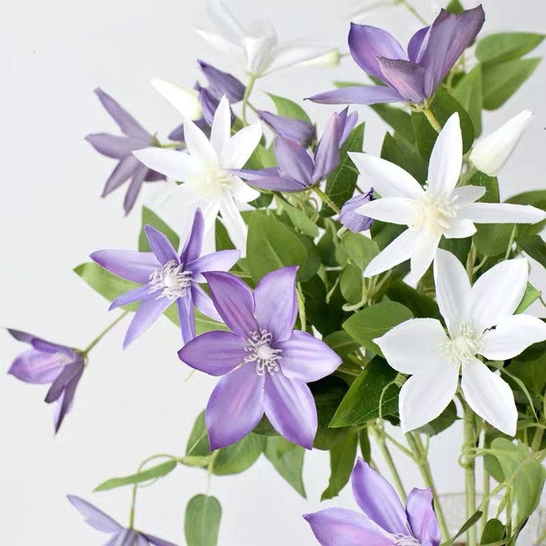 26.8 Silk Clematis Artificial Faux Flower Home Decor Flower in 5 Colors