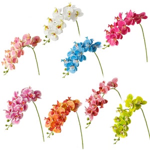 38"(Overall length) 3D Printing Real Touch 9 Heads Butterfly Orchids Artificial Faux Flower Home Decor Flower in 7 Colors