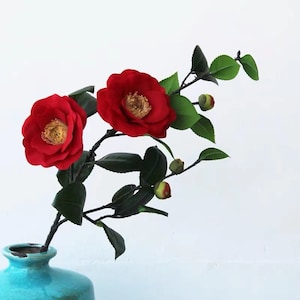 23.2&quot; Silk Camellia  Artificial Faux Flower Home Decor Flower in 2 Colors For Bouquet
