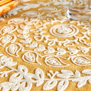 French Lemon Bright Warm Yellow Embroidery Cotton Thread Table Runner image 7