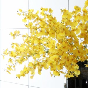 30&quot; Real Touch Dancing-Doll Orchid Flower in Yellow， Artificial Faux Plant , Home Decor Flowers for Bouquet、Party、Wedding