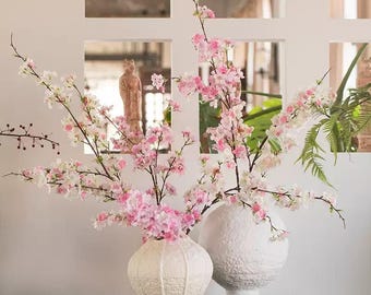 Silk Cherry Blossom Artificial Faux Flower Home Decor Flower in 3 Colors , 2 Sizes , For Bouquet , wedding，Party