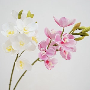 24&quot; Real Touch 7 Heads Cymbidium Artificial Faux Flower Home Decor Flower in 3 Colors For Bouquet,Wedding,Party
