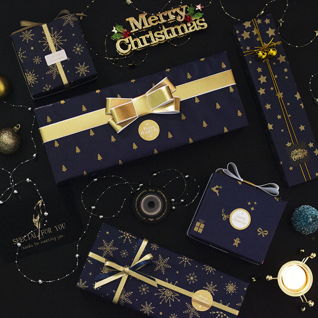 Navy blue and cheap gold wrapping paper