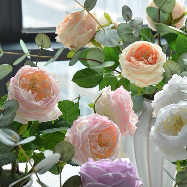 15,8" Real Touch Rose Kunstmatige Faux Flower Home Decor Bloem in 6 kleuren voor boeket, bruiloft, feest