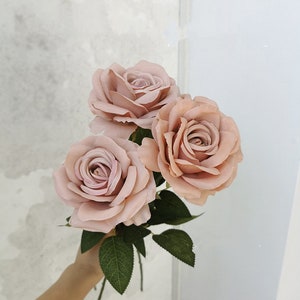 24 "Big Faux Rose Künstliche Kunstblume Wohnkultur Blume in 3 Farben für Hochzeit, Party, Blumenstrauß