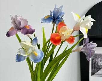 21.7"  Real Touch Iris Artificial Faux Flower Home Decor Flower in 6 Colors for Bouquet