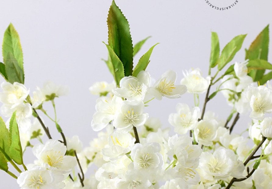 Silk-ka Kunstbloem-Zijde Bloemen Bloesem tak Perzik-Crème 125 cm