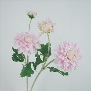 21.7&quot;(Overall Length)   2 Heads Real Touch Dahlia Artificial Faux Flower Home Decor Flower in 5 Colors , For Bouquet, Wedding, Party