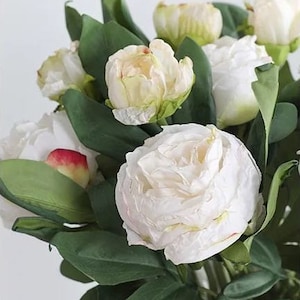 19.3&quot;(Overall Length) 2 Heads Faux Peony  Artificial Faux Flower Home Decor Flower in 3 Colors for Wedding ，Bouquet