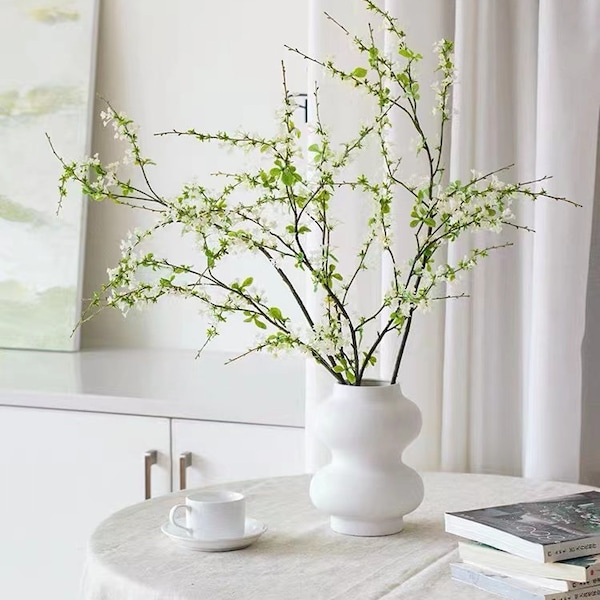 35,4 po. Branche de spiraea thunbergii artificielle Plantes décoratives pour la maison