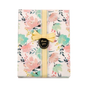 Wrapping Paper : Coated Paper  With  Pink and Green Flowers Pattern  ,  Gifts Packing ， 20“ x 29”  ( 51 x 73 cm )