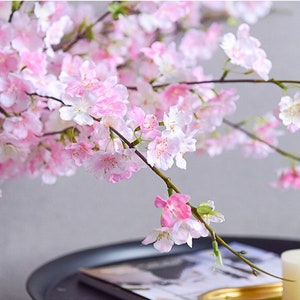 Silk Cherry Blossom Artificial Faux Flower Home Decor Flower in 3 Colors , 2 Sizes , For Bouquet , wedding，Party