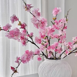 Silk Cherry Blossom Artificial Faux Flower Home Decor Flower in 3 Colors , 2 Sizes , For Bouquet , wedding，Party image 4