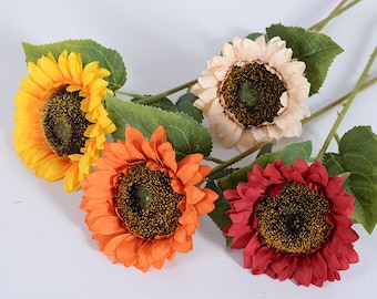 19.7" Silk Sunflower Artificial Faux Flower Home Decor Flower in 4 Colors