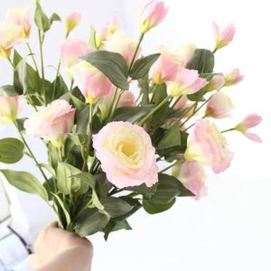 27.6&quot;(Overall Length) 3 Heads Silk Lisianthus Eustoma Artificial Faux Flower Home Decor Flower in 5 Colors for Bouquet