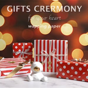 Wrapping Paper : Coated Paper  With Wave Point Pattern  in 2 Colors ,  Gifts Packing ， 20“ x 28”  ( 50 x 70cm )
