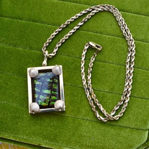 14K Solid Yellow Gold Rare AA/A+ Grade Heavy Opalized Ammolite Fossil Necklace