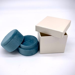 Ocean Blue Vintage Inspired Suede Handmade Single or Double Ring Box