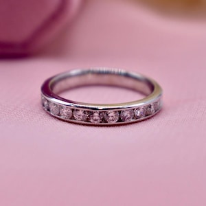 Vintage 10K White Gold 0.50cts Diamond Channel Set Wedding Band