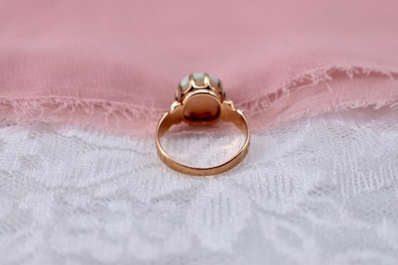 14K Rose Gold Victorian 10mm Opal Claw Ring - image 7