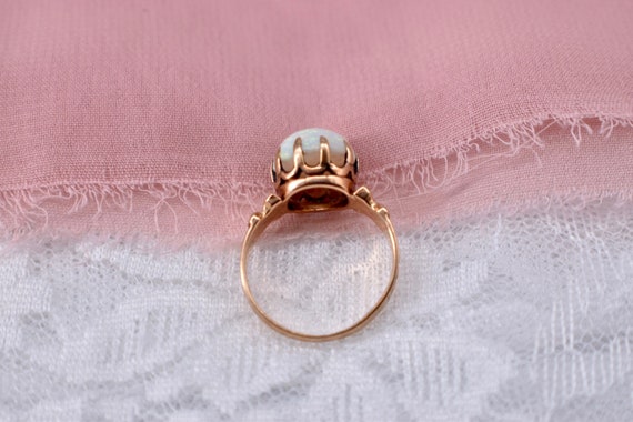 14K Rose Gold Victorian 10mm Opal Claw Ring - image 6