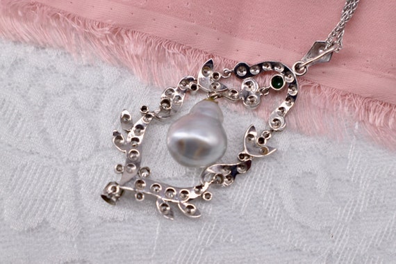 Vintage 18K White Gold Baroque Freshwater Pearl a… - image 6