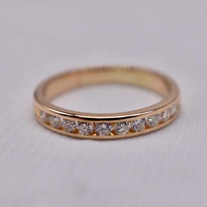 Vintage 14K Yellow Gold Channel Set 0.30cts Diamond Wedding Band
