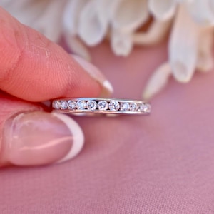Vintage 14K White Gold Diamond Channel Set Wedding Band