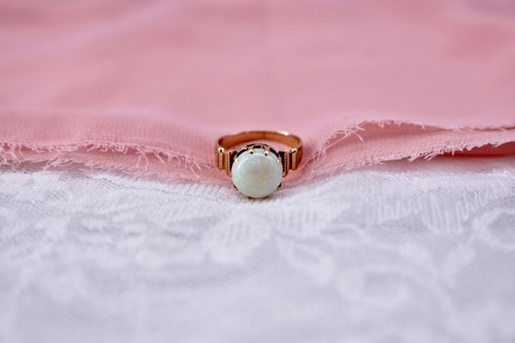 14K Rose Gold Victorian 10mm Opal Claw Ring - image 2