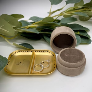 Gray Vintage Inspired Suede Handmade Single or Double Ring Box