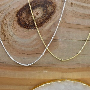 Satellite Bead Layer Chain Necklace Sterling Silver & Gold Plated Sterling