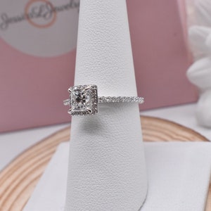 Princess Cut Diamond Halo Engagement Ring 1.00cts GSI1 14K White Gold ...