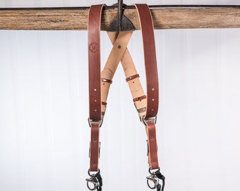 The Original Dual Camera Strap Harness - HoldFast MoneyMaker CHESTNUT