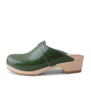 Verka Clogs | Handmade in Sweden | Wooden Soled Clogs| Classic Womens Clogs| Patent Leather Clogs| | LEDIG