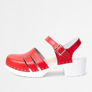 VERKA Clogs | Swedish Comfort Clogs for Women | Livlig | Women Low Heel Shoes | Leather Clogs | Professional clogs | Lingonberry