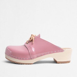 VERKA Clogs | Swedish Wooden Clogs for Women | Rosett | Women Low Heel Shoes | Leather Clogs | Blush
