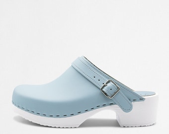 VERKA Clogs | Swedish Comfort Clogs for Women | Flitig | Women Low Heel Shoes | Leather Clogs | Professional clogs | True Blue