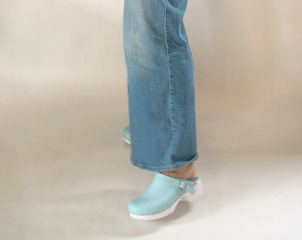 VERKA Clogs | Swedish Comfort Clogs for Women | Flitig | Women Low Heel Shoes | Leather Clogs | Professional clogs | True Blue