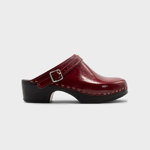 Swedish Clogs Verka Flitig, Cherry Leather Comfortable Work Shoes | 4.5 cm Heel