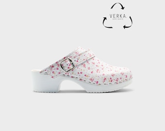 40% OFF VERKA Zero Waste | Swedish Comfort Clogs for Women | Flitig | Women Low Heel Shoes | Leather Clogs | Professional clogs | Flower