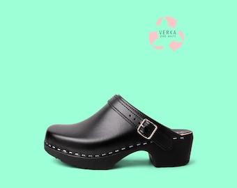 40% OFF VERKA Zero Waste | Swedish Comfort Clogs for Women | Flitig | Women Low Heel Shoes | Leather Clogs | Professional clogs | Blackberry